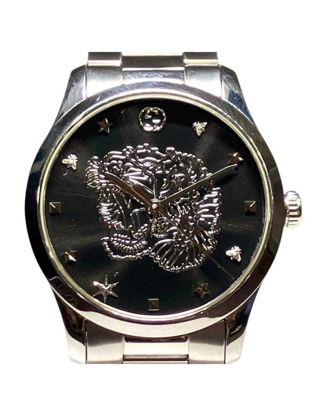Gucci G-Timeless Watch SS Quartz Black Dial 126.4